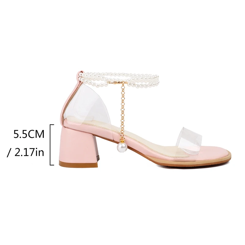 REAVE CAT Brand Women Sandals 30 31 32 Open Toe Block Heels 5cm String Beads Strap 44 45 46 Summer Daily Female Shoes