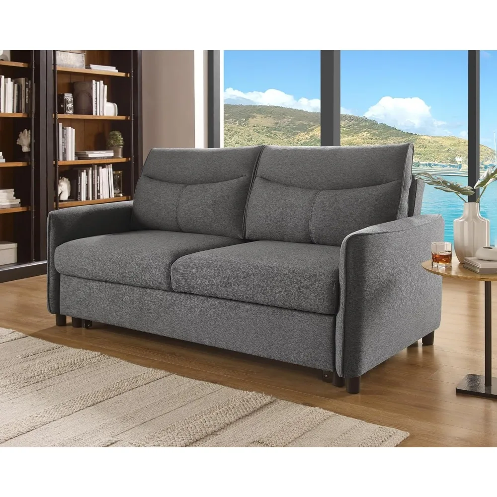 75-Inch Queen Size Convertible Sleeper Sofa Bed, Comfortable Pull-Out Futon Loveseat, Full Love Seat for RV Small Spaces, Hide-