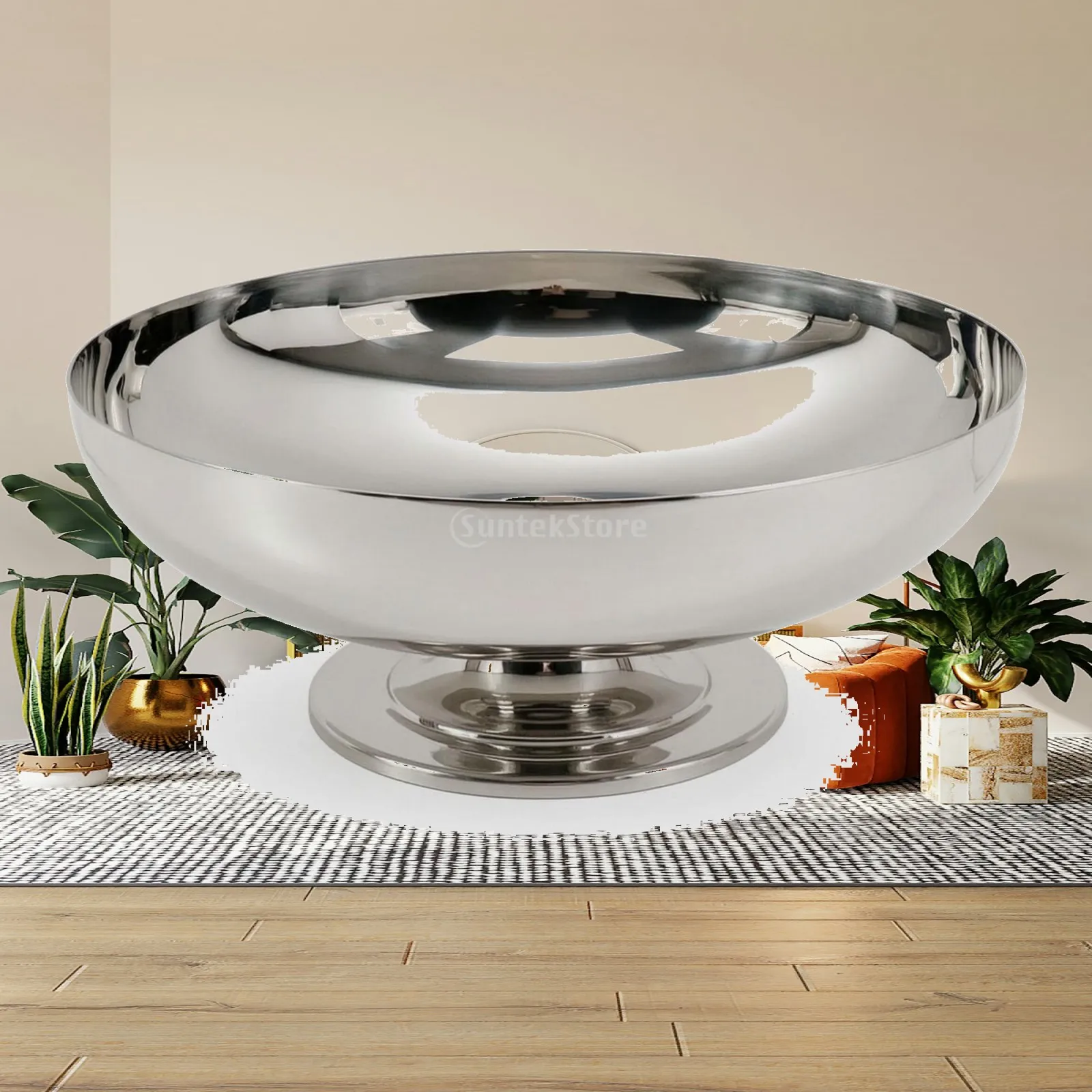Pedestal Serving Bowl Stainless Steel Pedestal Bowl Polished Ice Bucket for Hosts, Dining Table, Tabletop, Kitchen Counter