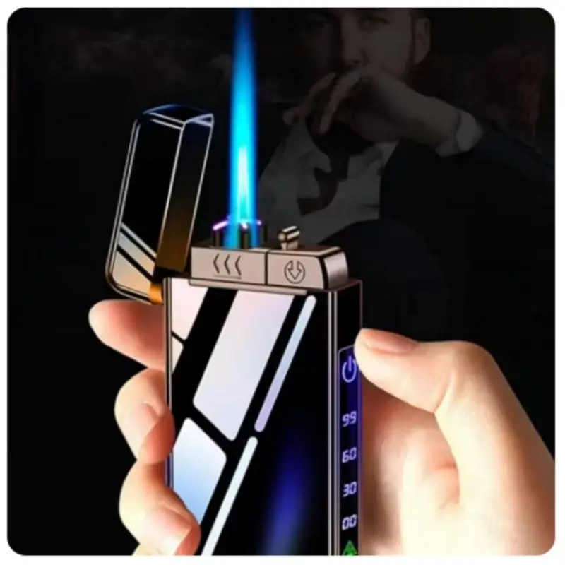 Smart Chip Electric Dual Arc USB Lighter Outdoor Windproof Pulse Plasma Flameless Digital Power Display Lighter Men's Gift