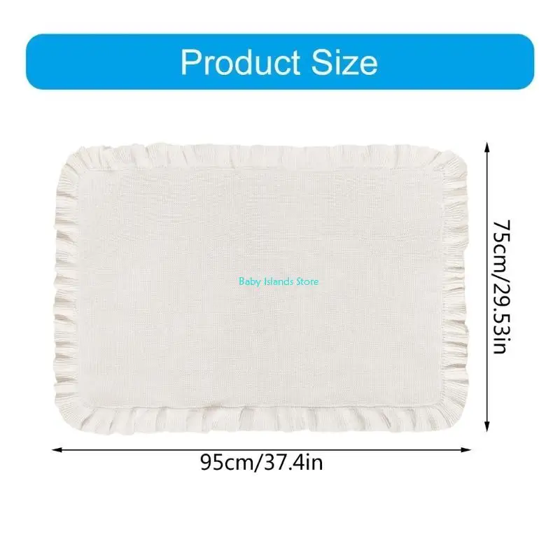 K92D Cotton Ruffle Knitted Wrap Towel Soft and Breathable Bed Blanket Autumn Winter