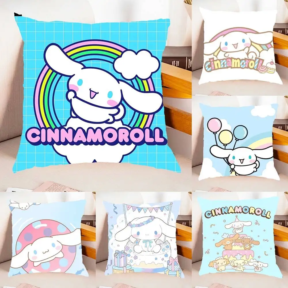 

Kawaii C- Cinnamoroll Pillow Case Throw Pillow Cover Nordic Vintage Style Cushion Covers Home Living Room Sofa Couch Seat Decor