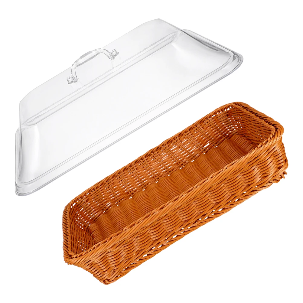 

Large-Capacity Rattan Storage Basket - Covered Handwoven Fruit Bread Vegetable Organizer for Kitchen Tabletop Outdoor Picnic Use