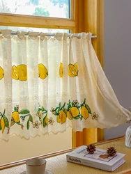 American Lemon Embroidery Short Curtain Kitchen Living Room Cabinet Dust Partition Small Curtains