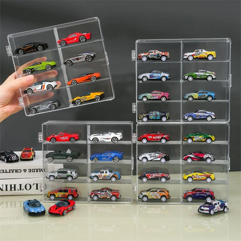 1/2/3PCS Acrylic Car Display Box 1:64 For Hot Wheels Car Model Toy 8 Grid Cabinet Rack Stackable Car Storage Boxes Dustproof