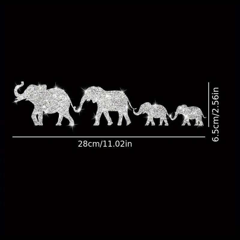 Elephant Pattern Car Stickers, Shiny Reflective Decorative Stickers for Cars, Cartoon Personalized Stickers for Windows