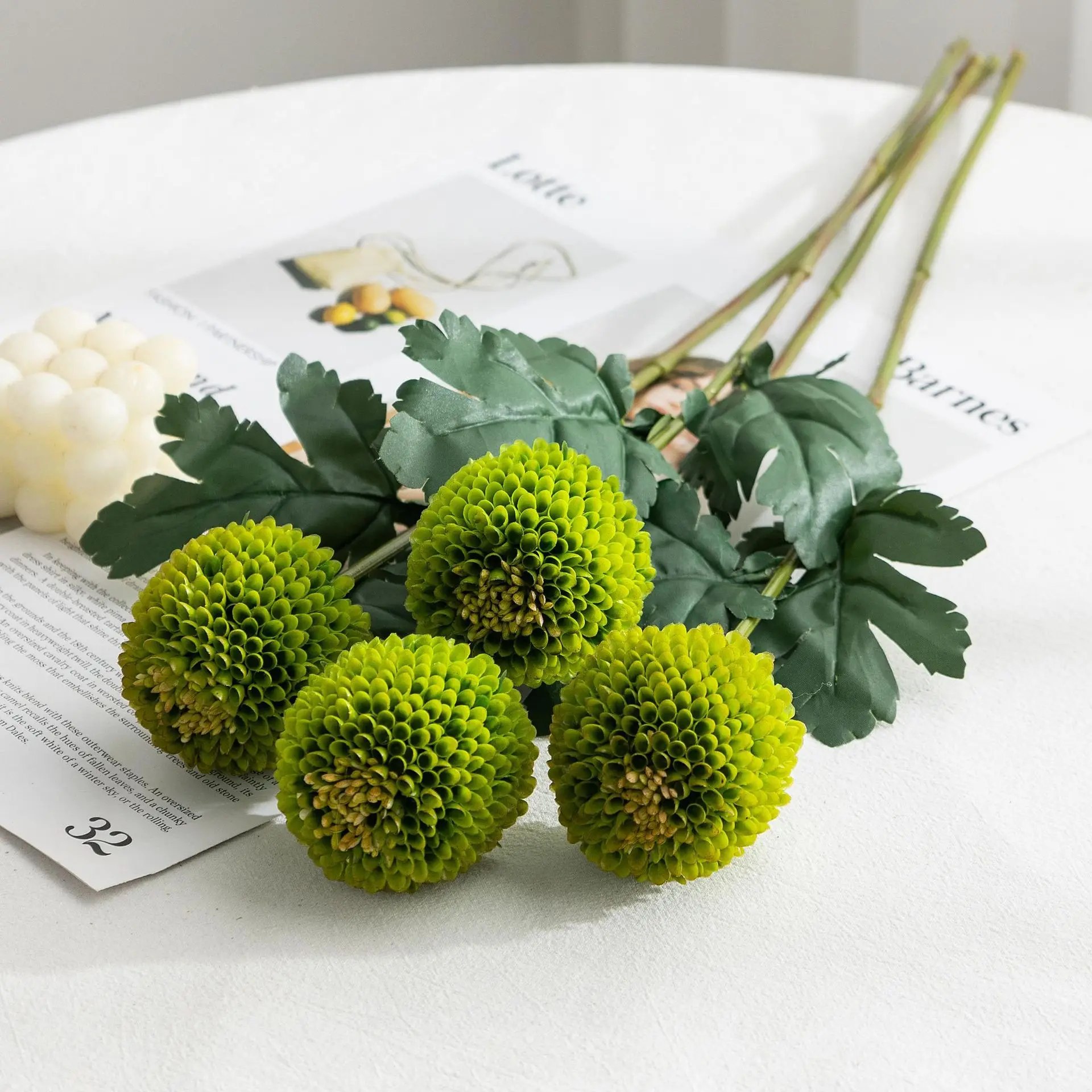 Einzelner Stiel Realistische Künstliche Allium-Kugel Gefälschte Chrysanthemenblume für Hochzeitssträuße Heim Garten Büro Dekoration Zubehör – Detail 9