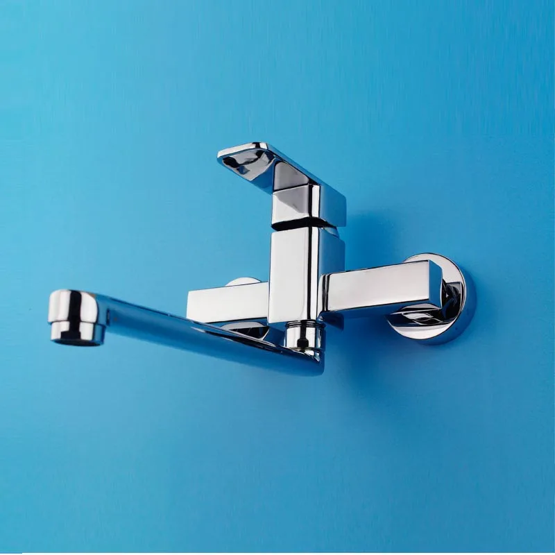 

Wall Mount Sink Tap Hot Cold Water Mixer Tap Single Hole Basin Mixer Chrome Sink Faucet Single Handle Kitchen Faucet Chrome