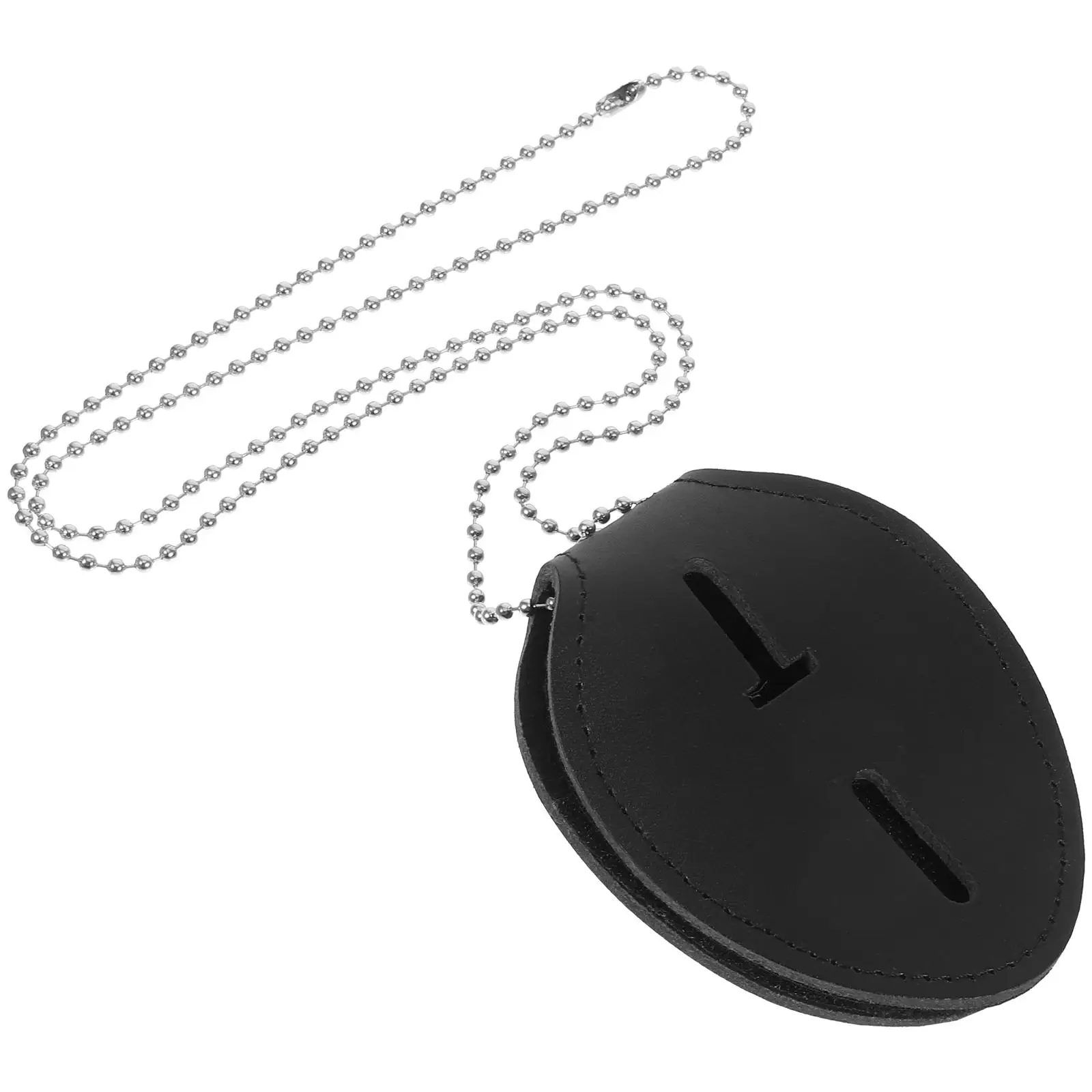 

ID Badge Holder Cute Oval PU Protector Cover Black Employee Work Women Easy Clean Multifunctional Identification Card Storage