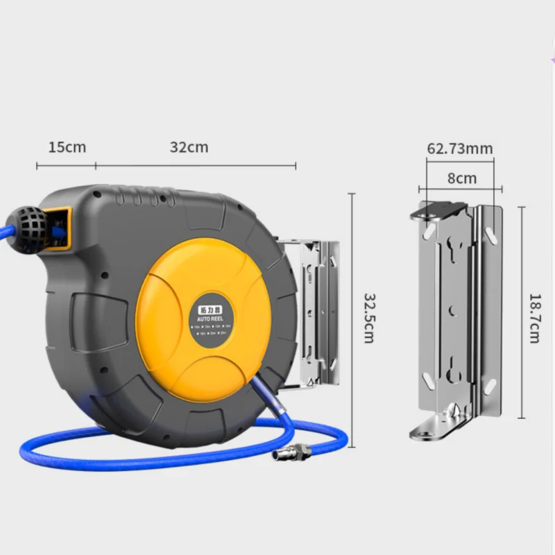 Imagem -06 - Carretel de Mangueira Retrátil de Tambor de ar Mangueira 5x8 pu de Parede Rebobinamento Automático Compressor Giratório para Manutenção de Automóveis