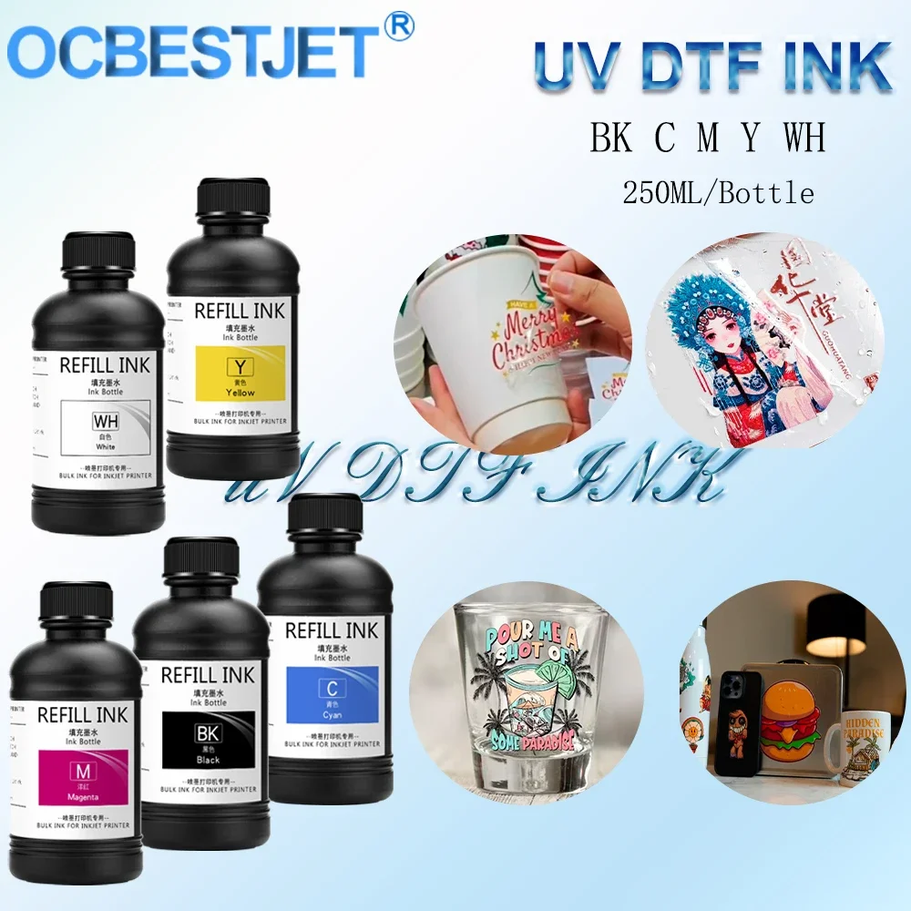 

250ML UV DTF INK For Epson DX5 DX6 DX7 DX8 XP600 TX800 Printhead Suit For Epson L800 L805 L1800 R290 R300 1390 1400 1430 DX10