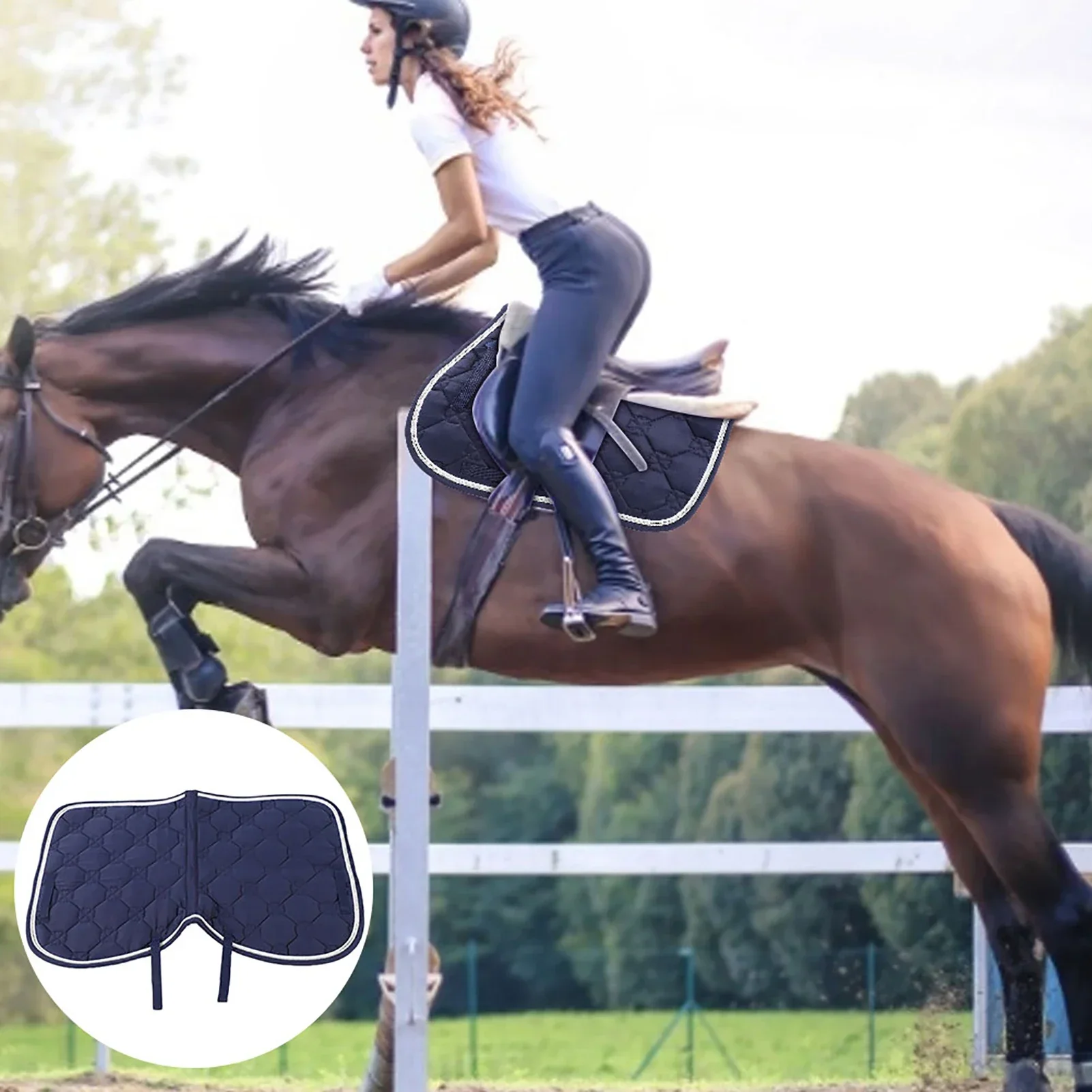 

Durable Cotton Soft Breathable Double Rope PP Webbing Handle Belly Strap Horse Saddle Pad Sweat Absorption Mat Equipment