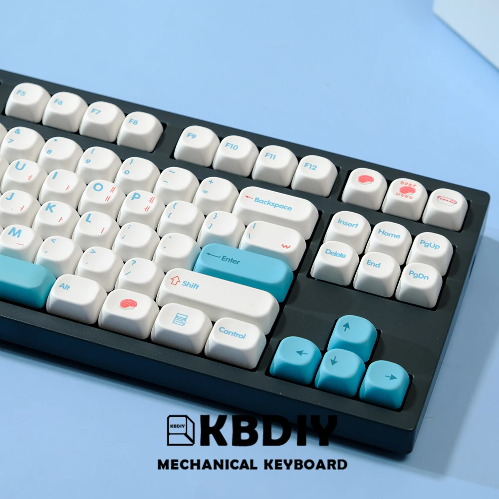 KBDiy PBT Sushi Keycap KOA Profile Japanese Korean Keycaps ISO 7u MAC White 138 Keys Caps for GMK67 Mechanical Game Keyboards