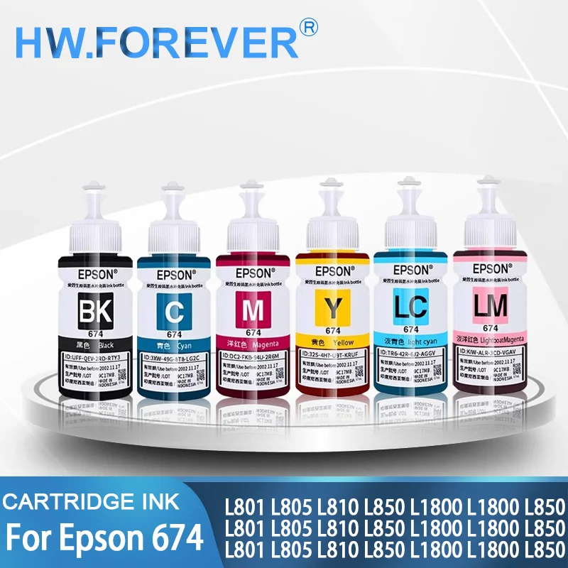 

Оригинальный набор чернил для заправки Epson 674 для Epson L805 L810 L801 L1800 L800 L850 R330 R230 270 1390 T50 Набор чернил для заправки принтера