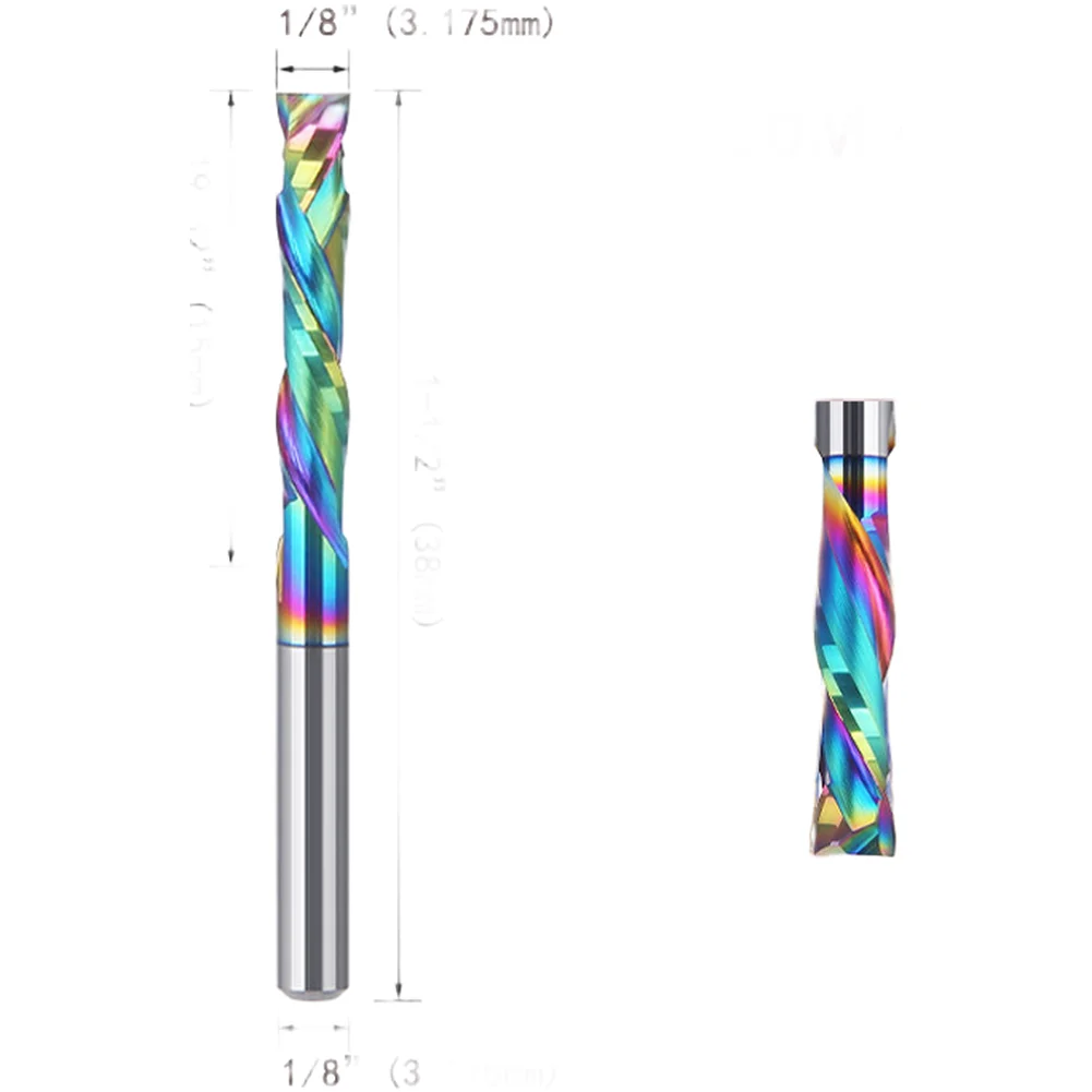Carbide Double for flute Spiral Router Bit 1/8 Shank with Enhanced Wear Resistance for Wood Routing and CNC Milling Tasks