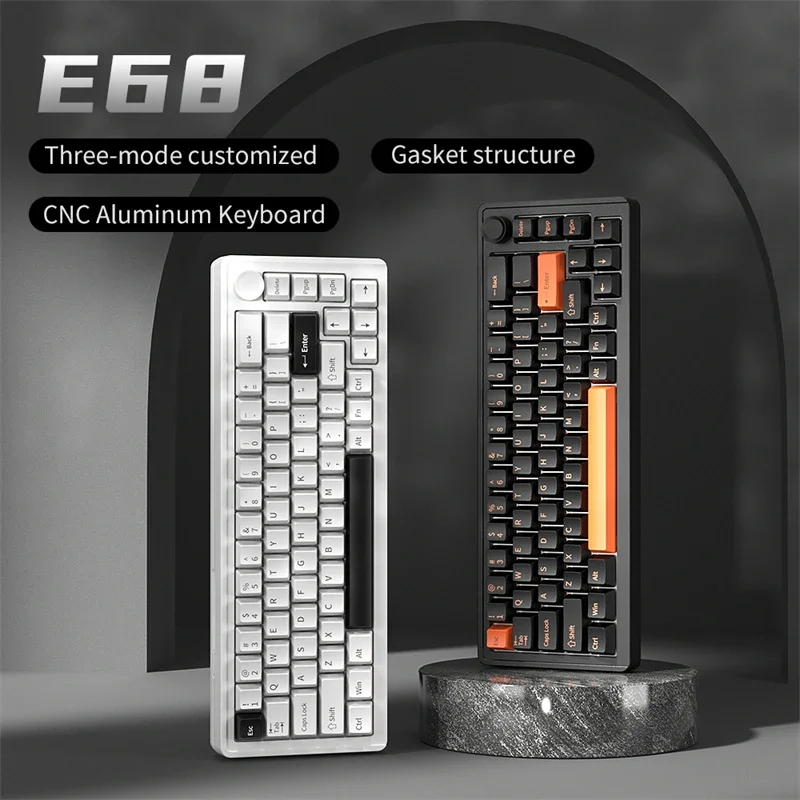 E6 Aluminum Wireless Mechanical Keyboard Gaming 2.4G Bluetooth Wired Keyboard RGB Hotswap Gamers Gasket Non-contact Keyboard