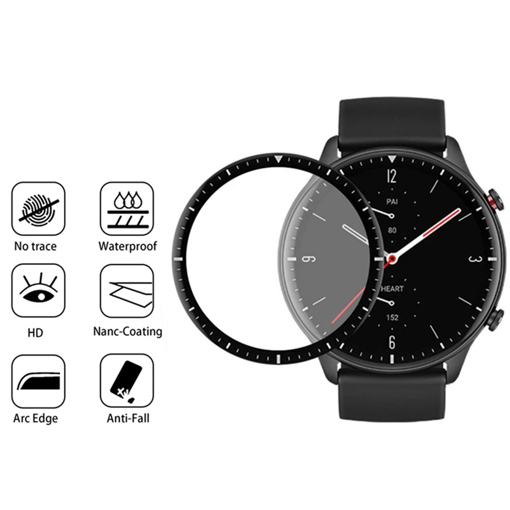 9d Weichglas-Schutz folie für amazfit gts 2 3 4 mini, gtr 2e, pop pro, Vollbild schutz für huami bip 3, bip u, bip s lite