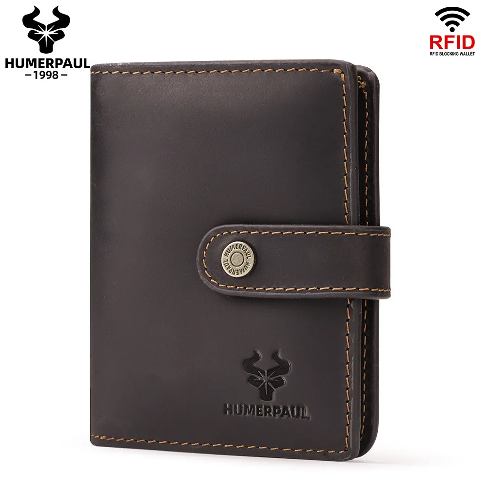 Designer Fashion Genuine Leather RFID Blocking Anti-Theft Credit Card Holder Zipper Wallet for Men Luxury Billetrera Lujo Hombre