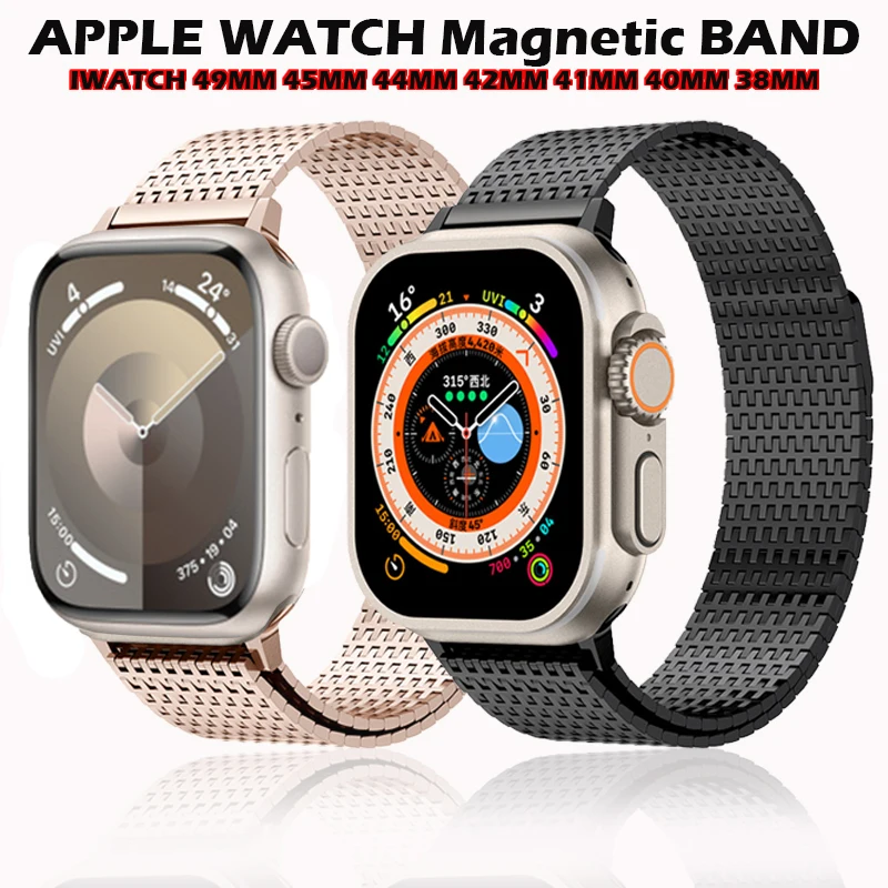 Magnetic Loop Strap For Apple Watch Series 10 9 8 7 SE Band 46mm 44mm 40mm 45mm 41mm 42mm 38mm 45mm Bracelet iWatch Ultra 2 49mm