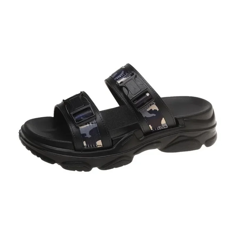 

Pop 2025 LazySeal Summer Women Sandals Buckle Design Black White Platform Sandals Comfortable Women Thick Sole Beach Shoes