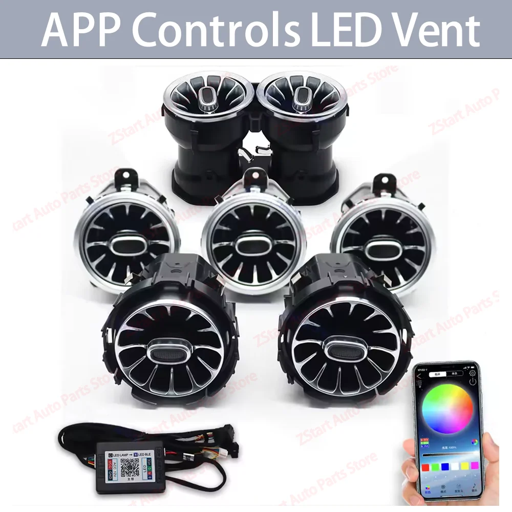 APP Controls Air Vent Nozzle Ambient Light 256 Colors LED Vent For Mercedes Benz W205 X253 W213 W177 W118 W117 W176 X156 W222