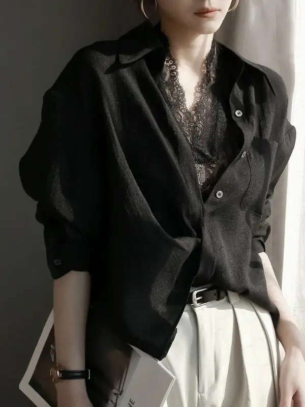 

Warmo Lace Long Sve Свободный женский комплект из двух предметов irt Crew Ne, весна 202, простой повседневный комплект для поездок на работу