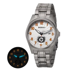 BERNY Heren Volledig Titanium Mechanisch Horloge Automatisch Horloge met 10ATM Waterdichte Saffier ST1731 Super Lichtgevende Mannen Horloges