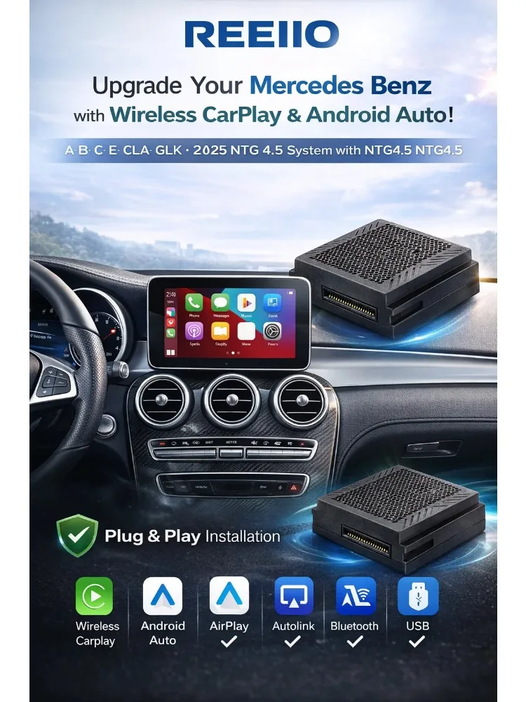 Draadloze CarPlay Android Auto voor Mercedes Benz NTG4.5 A B C E CLA GLK ML SLK Sprinter Vito MirrorLink BT USB Decoder Box - afbeelding 2