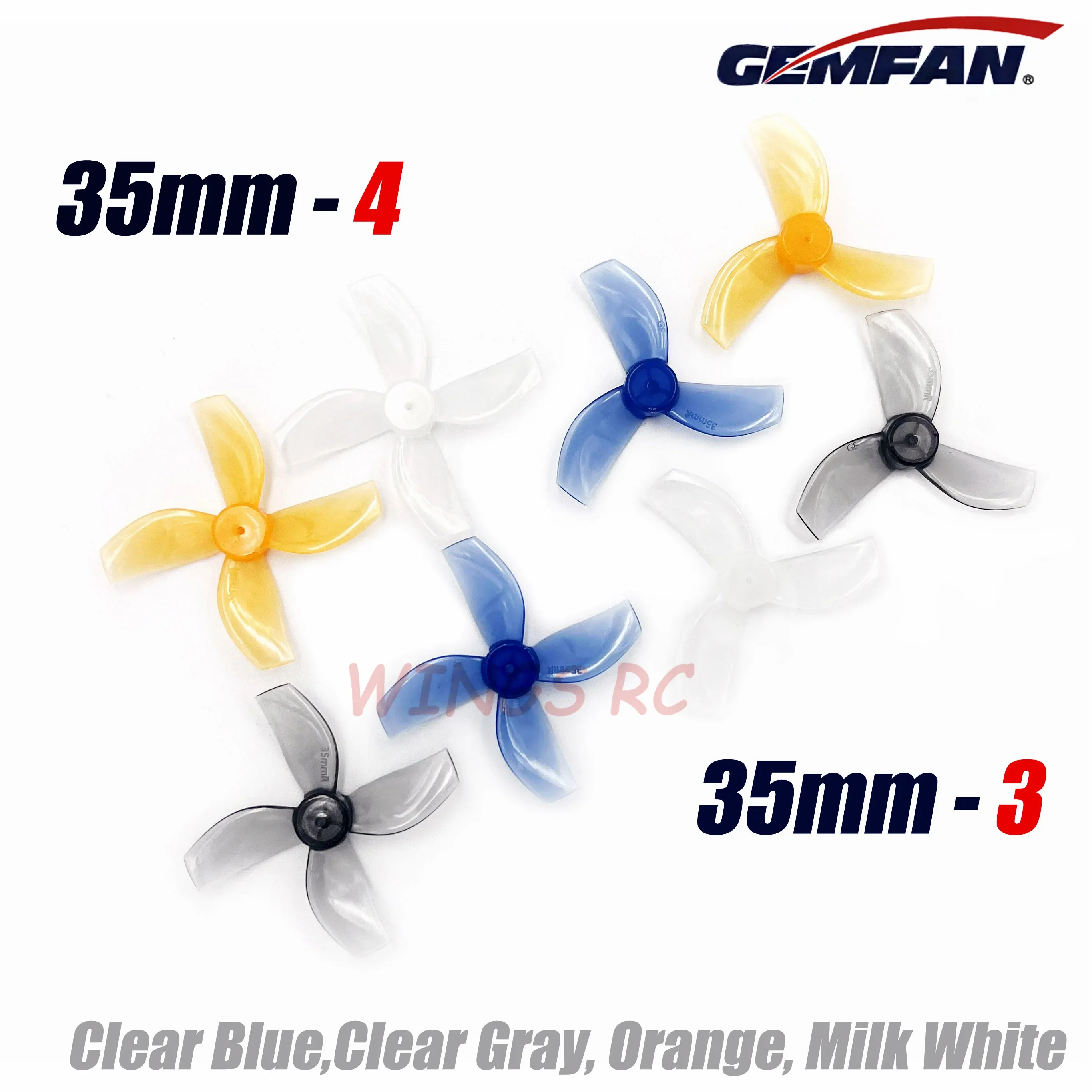 24 Stück/12 Paar Gemfan 35 mm 35 mm 3 Blatt/4 Blatt PC Micro Propeller 1 mm für FPV RC Tinywhoop Drohnen 0802 Motor Mobula6 Requisiten