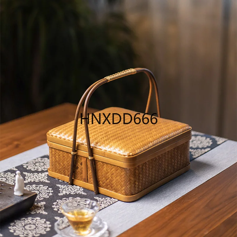 

Bamboo woven portable tea box tea set box finishing box