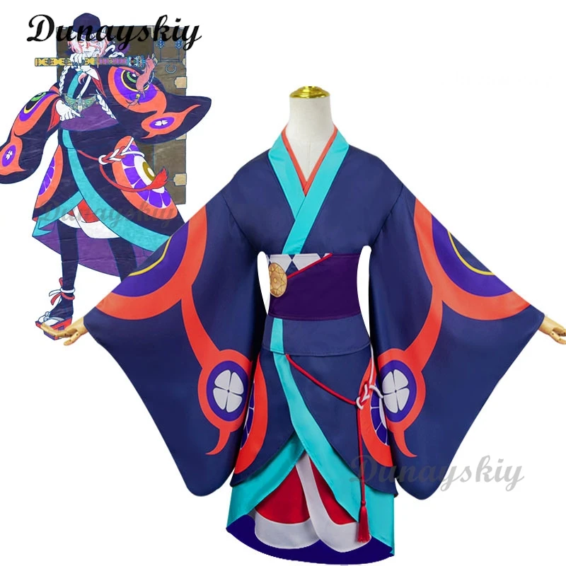 Anime Mononoke Cosplay Medizin Verkäufer Kusuriuri Cosplay Kostüm Perücke Schuhe Kimono Frauen Halloween Weihnachten Rollenspiel kompletten Satz