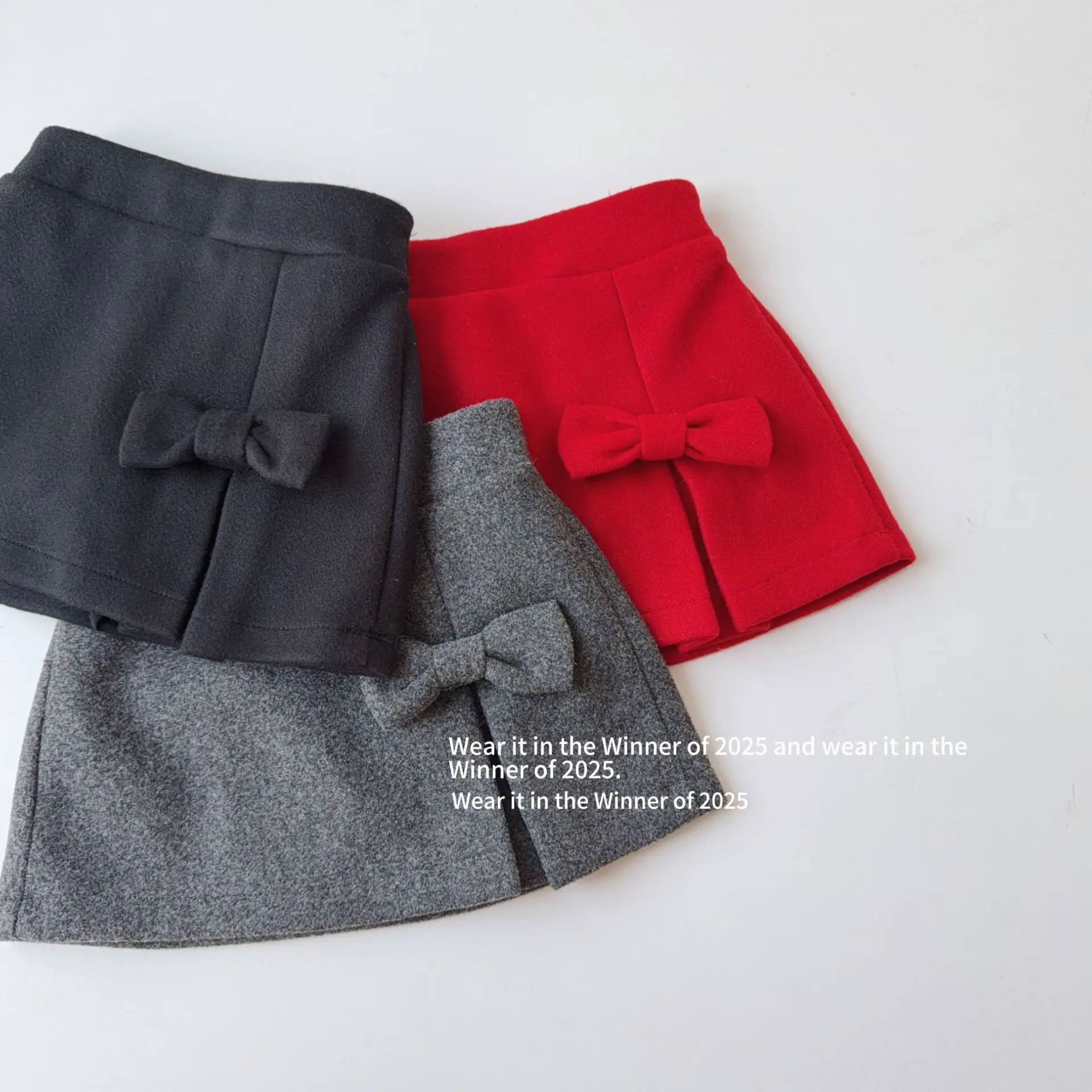 Girls Skirt 2025 Spring and Autumn New Childrens Clothing Girls Baby Three-dimensional Bow Short Pants Skirt Casual Simple