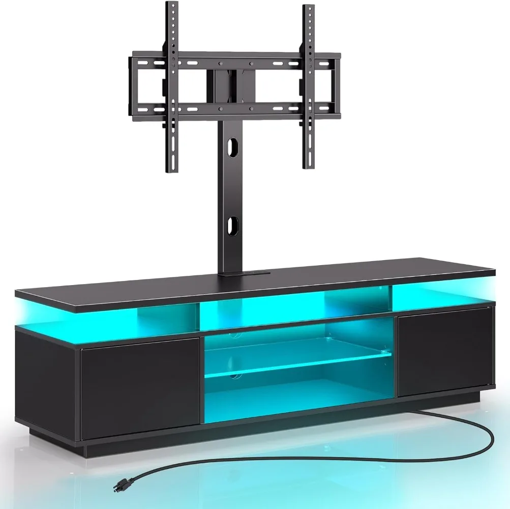 Rolanstar Tv Standaard Met Mount En Stopcontact 51.2 ", Swivel Tv Stand Mount Voor 32/45/55/60/65/70 Inch Tvs