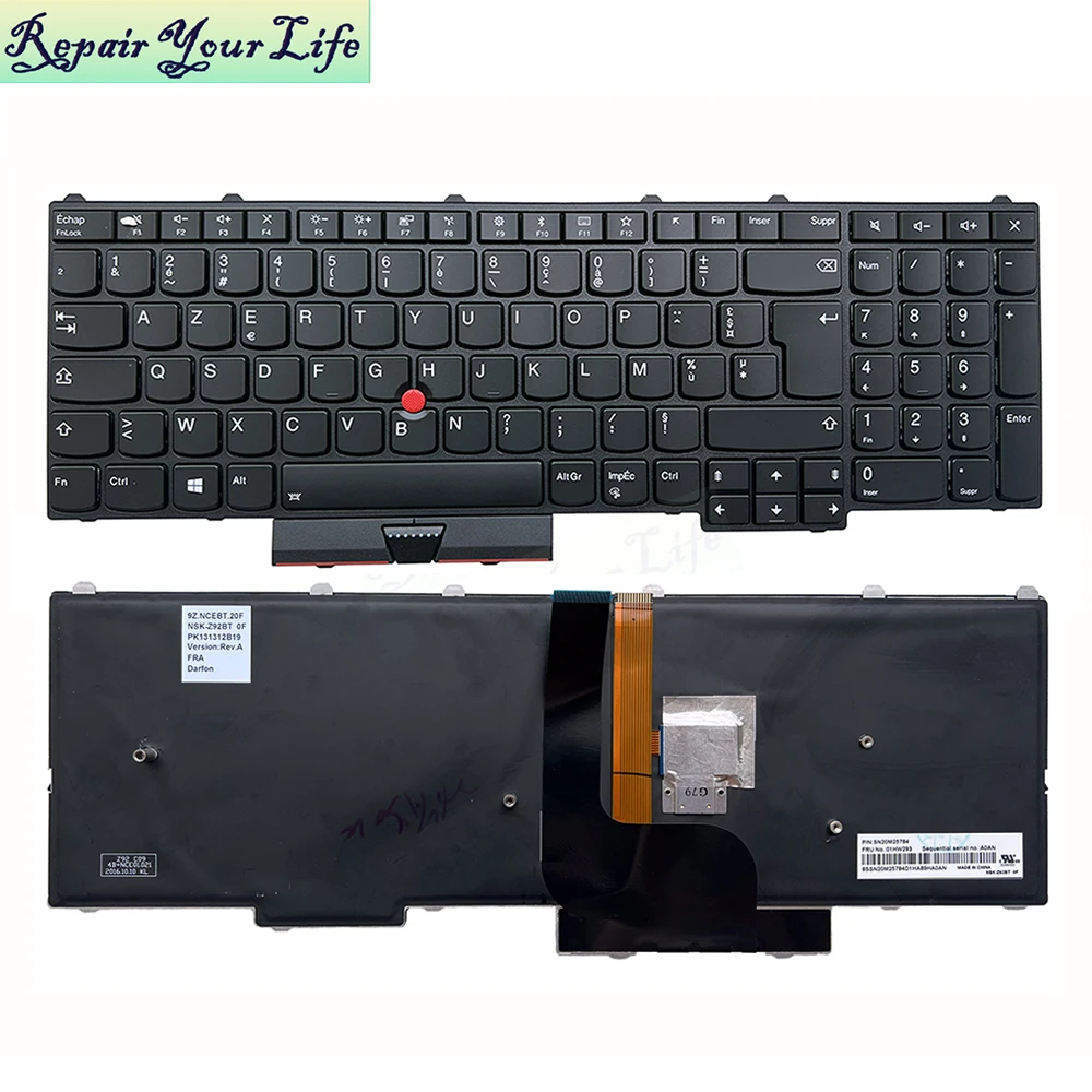 AZERTY French Backlight Keyboard For Lenovo Thinkpad P50 P70 P51 P71 20EN 20ER Notebook Trackpoint Keyboards 01HW293 SN20M25784