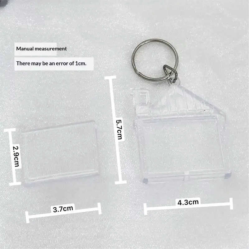 5 Stück transparente Acryl-Schlüsselanhänger mit leeren Bilderrahmen, DIY-Anhänger, modische Schlüsselanhänger, Paar-Jubiläumsgeschenk, Taschen-Ersatzteile – Detail 3