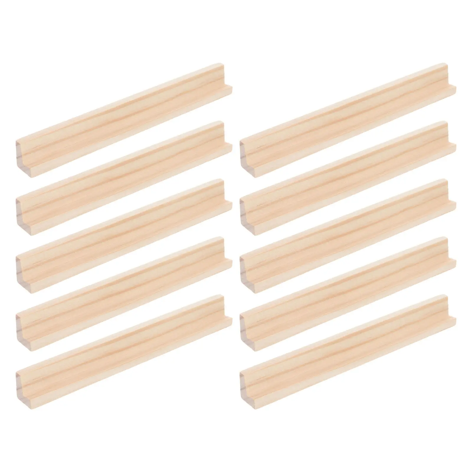 10Pcs Wooden Domino Tile Holders Natural Finish Smooth Edges Stable Board Game Tray Racks Mexican Train Mahjong Card Organizer
