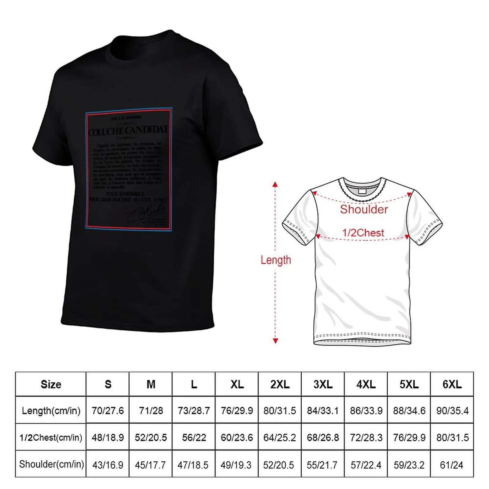 Coluche Candidate T-Shirt hippie clothes baggy shirts kawaii clothes cute tops black t shirts for men