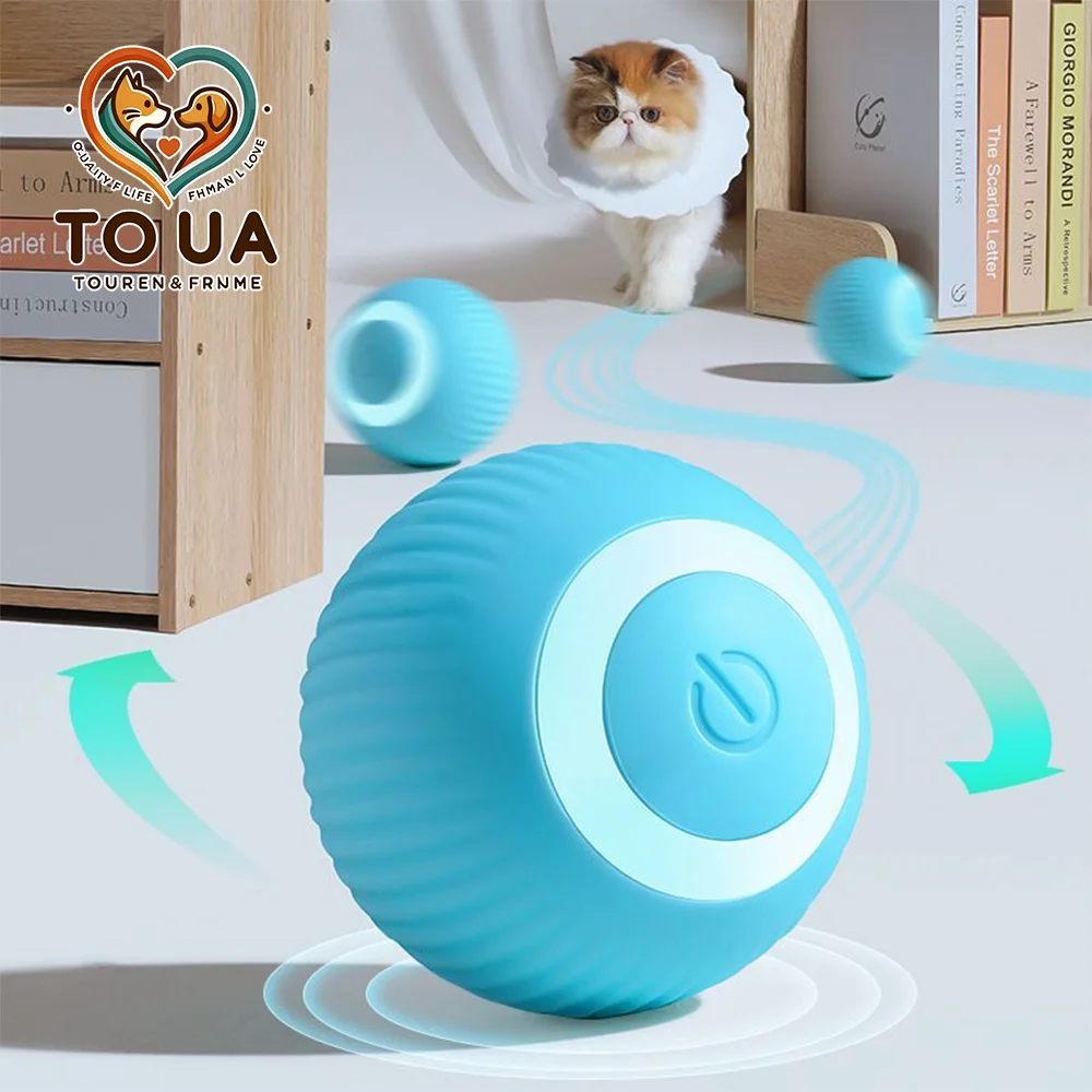 TOUA LED Electric Cat Ball Toys Automatic Rolling Smart Dog Toys Interactive for Cats Training Kitten Puppy Toys for Indoor Play