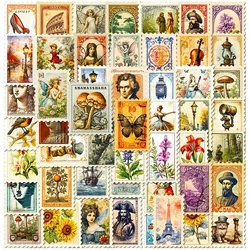 10/30/50PCS Vintage Stamp Style PVC Sticker Aesthetic Colorful Decoration Scrapbooking Stationery School Supplies