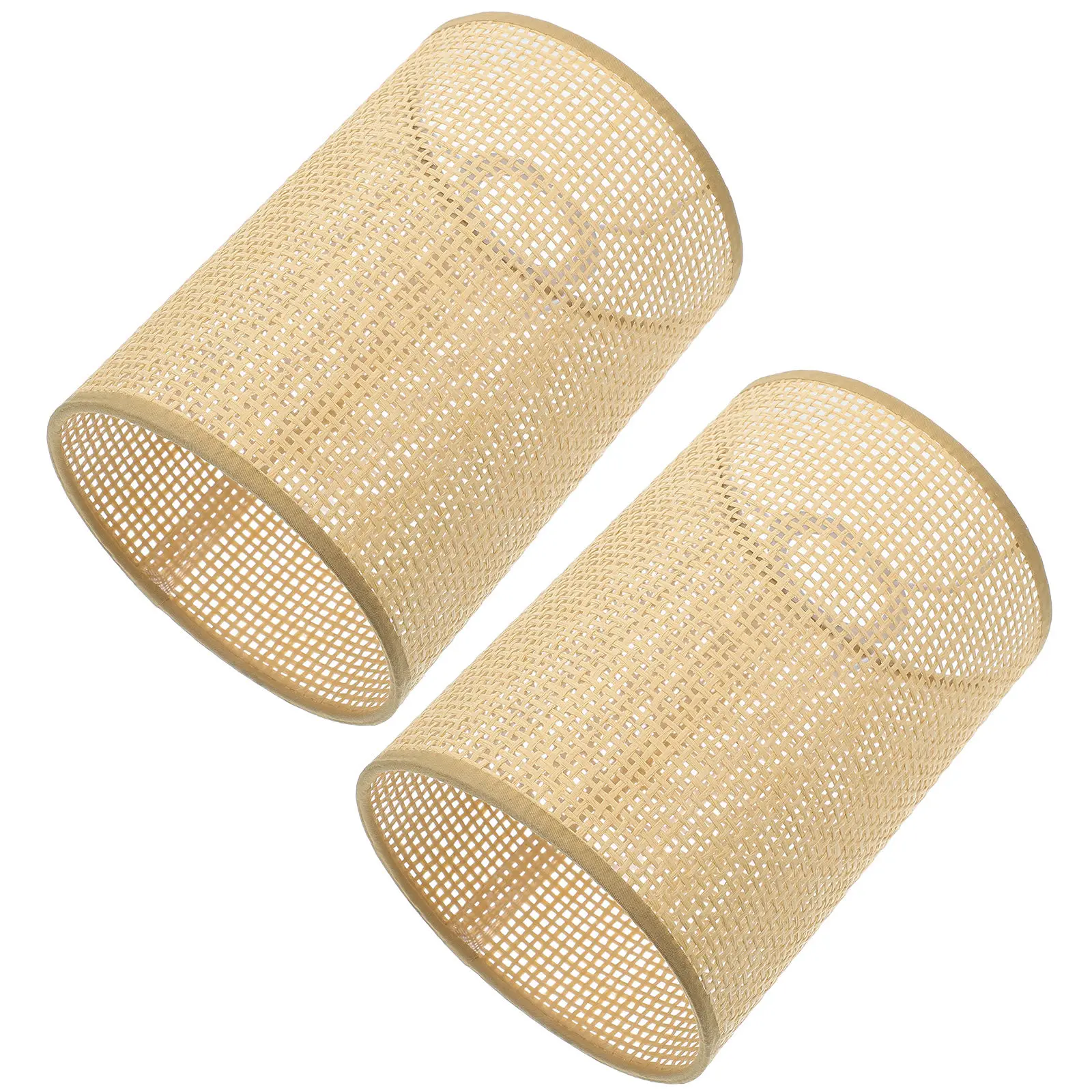 

Unique Lamp Shades for Table Lamp 2pcs Rattan Woven E27 E14 Drum Style Light Covers Rustic Floor Lamp Shade Bedroom Lighting