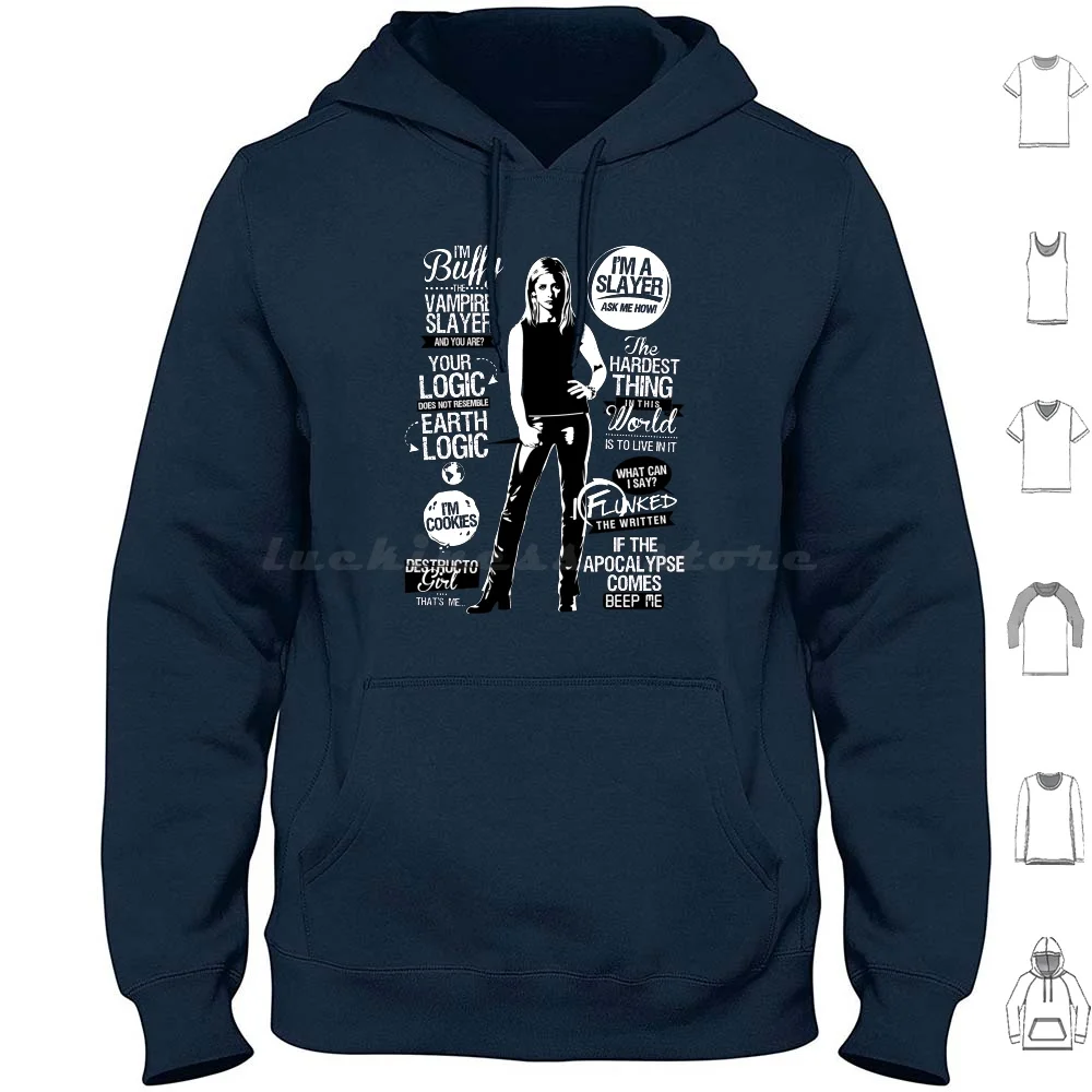 Quotes Of A Hoodie cotton Long Sleeve Buffy The Vampire Buffy Vampire Typography Tv Vector Stencil Quote Quotes Funny