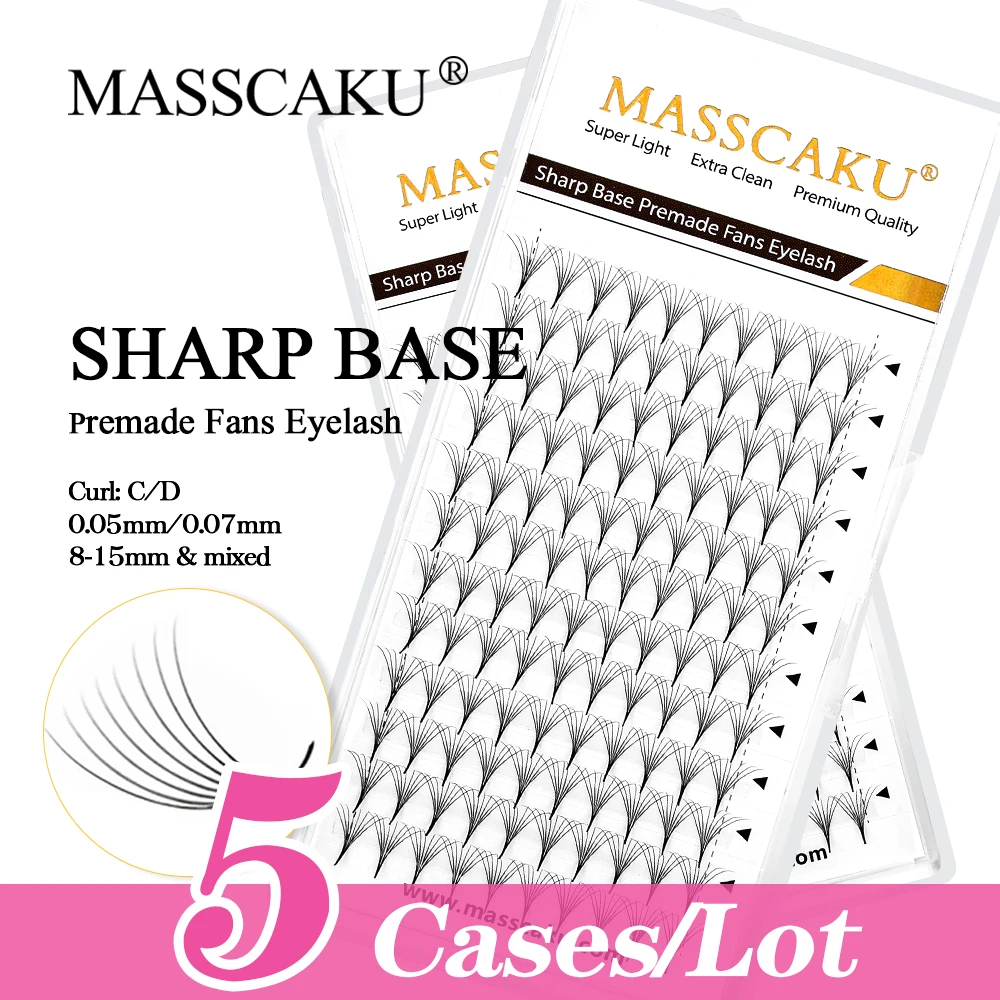 

MASSCAKU New 5cases/lot Pointy Base Premade Fans Eyelash Extension Sharp Thin Pointy Base Premade Volume Fans Eyelashes Makeup