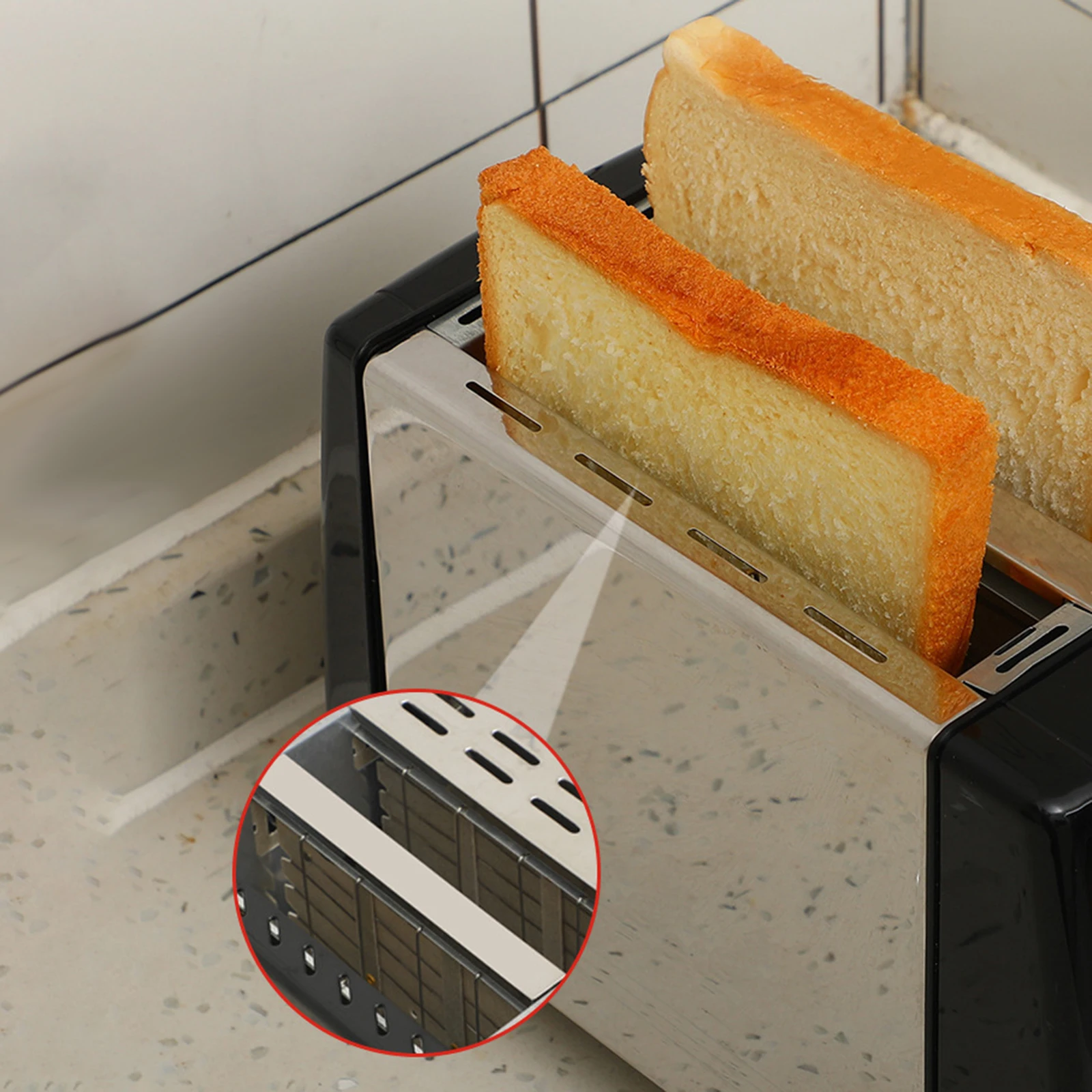 محمصة خبز كهربائية أجهزة المطبخ الذكية تسخين سريع مدمج لتوفير المساحة مع 6 إعدادات للتحميص وصانع الساندوتشات