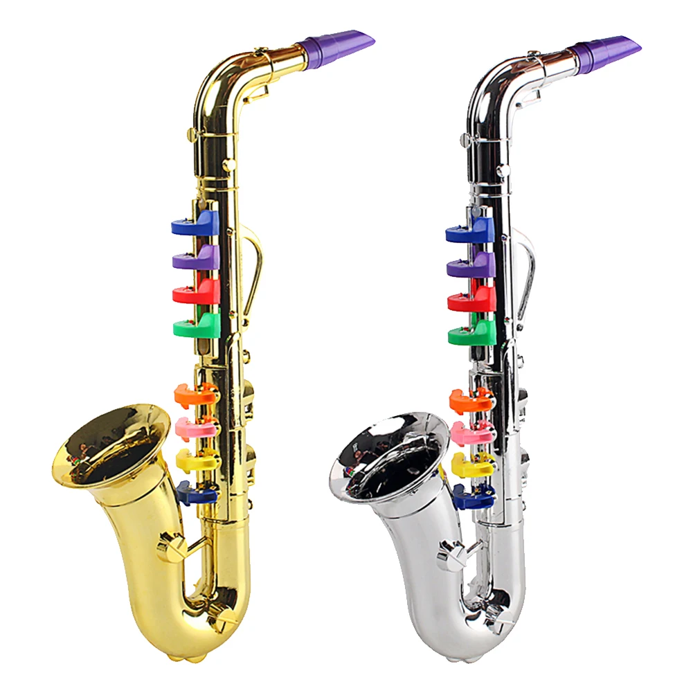 Toy Saxophone Kids Saxophone Toy Plastic Trumpet Toys Children Musical Instruments Party Props Kids Learning Accessories Gold