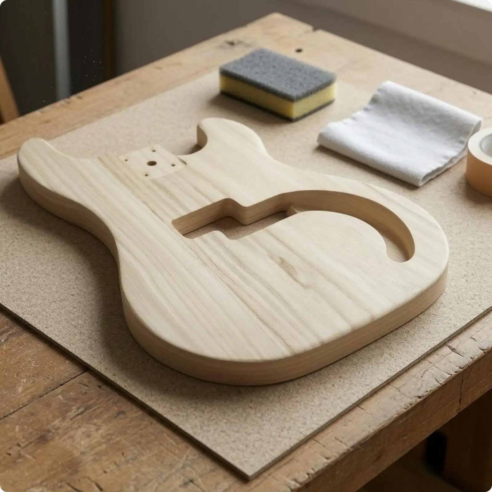 Electric Bass Guitar Body Blank Pre-drilled Paulownia Wood Unfinished Part for DIY Accessories and Bass Project