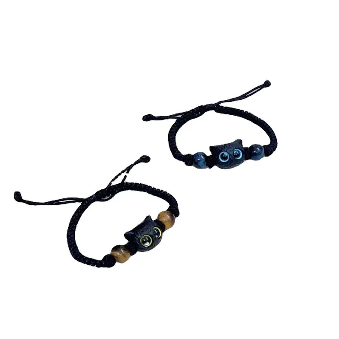 Cute Cat Couple Bracelet Imitation Wood Crystal Braided Children Bracelet Fashion Jewelry Trendy Accessories image 6