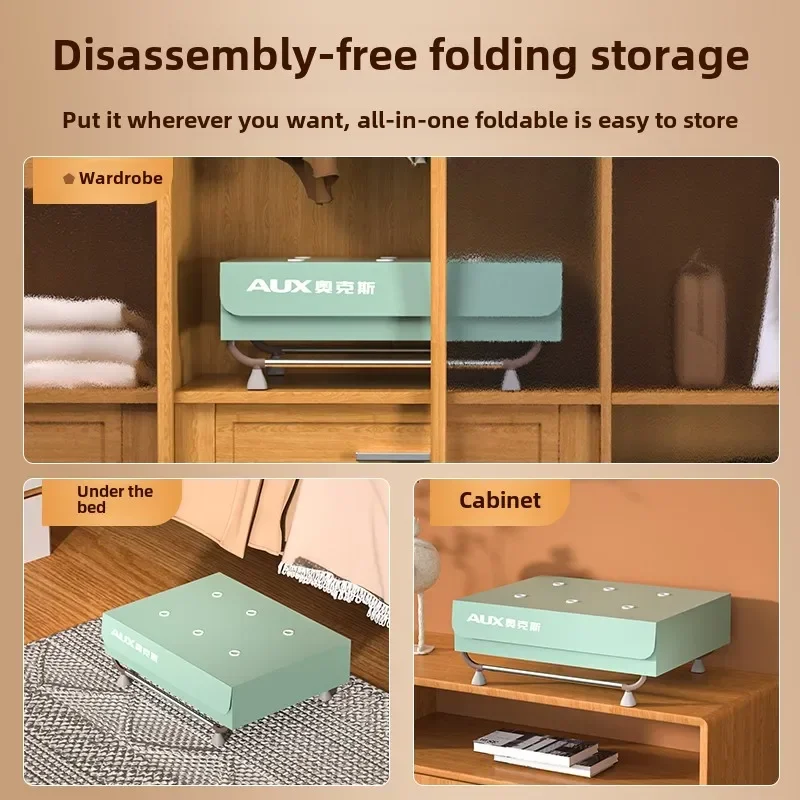 مجفف ملابس كهربائي بقدرة 1500 وات، مجفف ملابس جديد، مجفف منزلي، مسكن للطلاب، ماكينة تجفيف الملابس الصغيرة القابلة للطي، توقيت