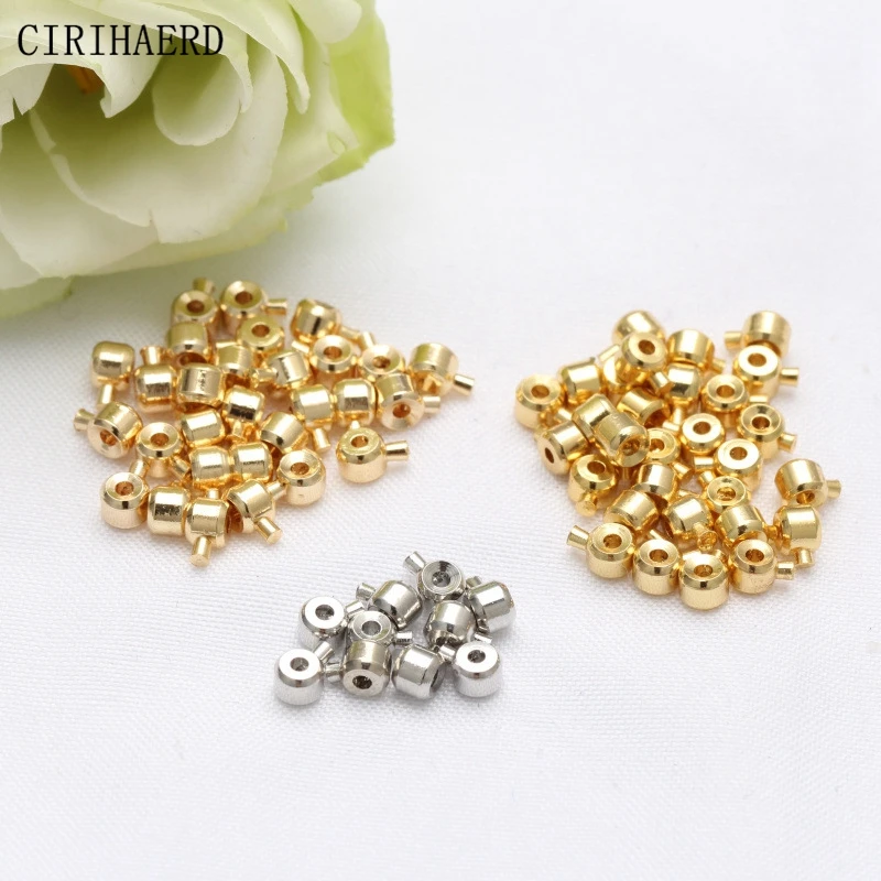 DIY Jewelry Accessories Positioning Clasp 14K Gold Plated Crimp Snap Button Bracelet End Clip Clasps Buckle For Jewelry Stopper