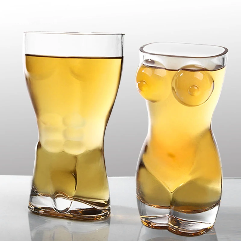 

1pc 60/400ml Unique Beer Cup Funny Men Women Body Shaped Transparent Wine Glass Bar Drinkware Cocktail Mug Coffee Juice Teacup