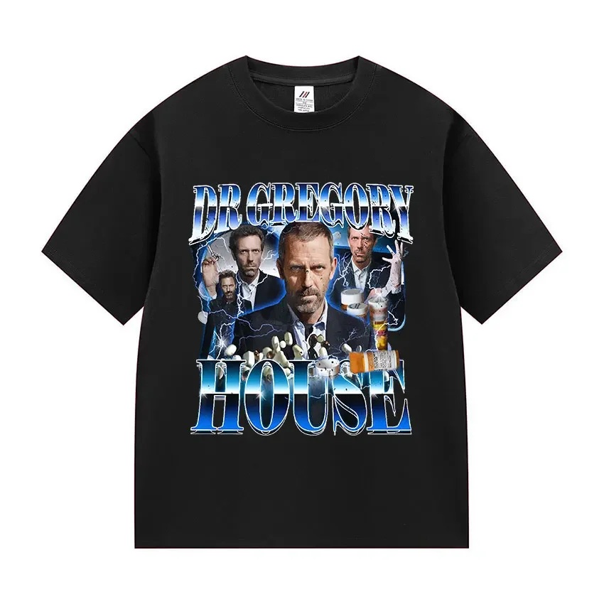 Doctor Gregory House funny face T-shirt for women, unisex, vintage summer fashion, extra large size